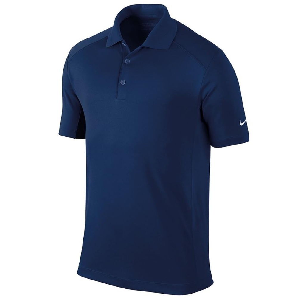 NIKE GOLF DRI-FIT POLO NAVY MENS SZ SMALL NWT "STEIFEL" LOGO ON ONE SLEEVE